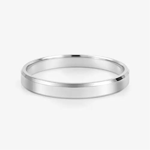 Aliança Prata 950  4001CP   Quadrada diamantada, chanfrada nas laterais