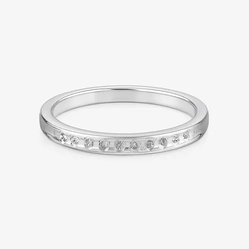 Aliança em Prata 950 Semi Anatômica Quadrada 10 zircônias 2mm