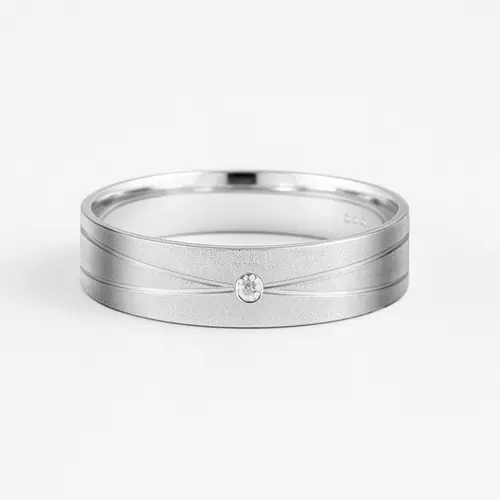 Aliança Prata 950 5mm Semi Anatômica quadrada